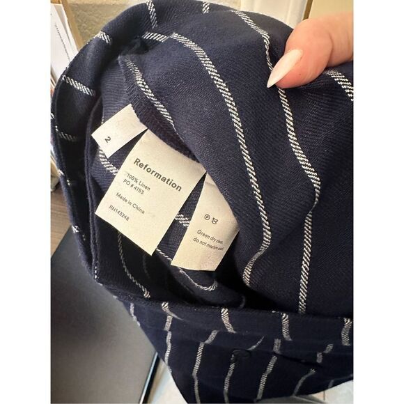 Reformation Navy Striped Ankle Pants - Picture 9 of 10